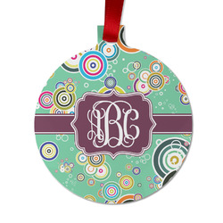 Colored Circles Metal Ball Ornament - Double Sided w/ Monogram