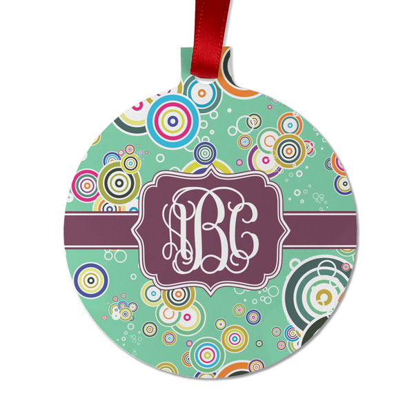 Custom Colored Circles Metal Ball Ornament - Double Sided w/ Monogram