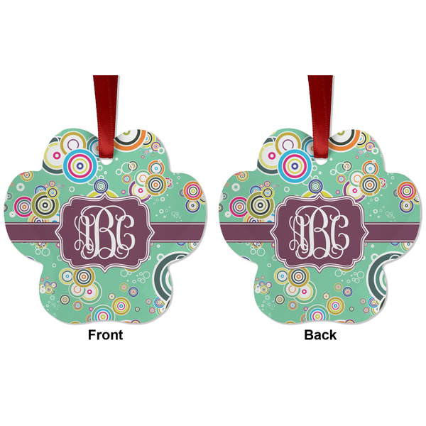 Colored Circles Metal Paw Ornament - Front and Back