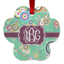 Colored Circles Metal Paw Ornament - Double Sided w/ Monogram