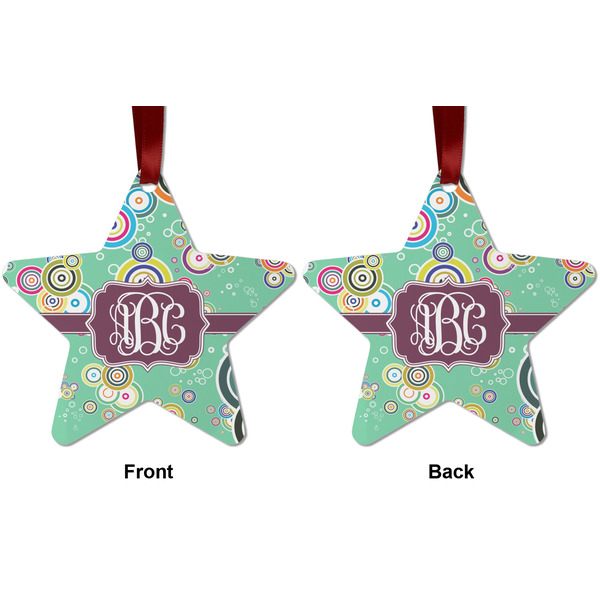 Colored Circles Metal Star Ornament - Front and Back