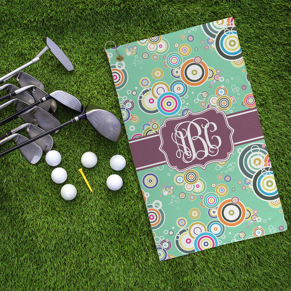 Colored Circles Microfiber Golf Towels - LIFESTYLE
