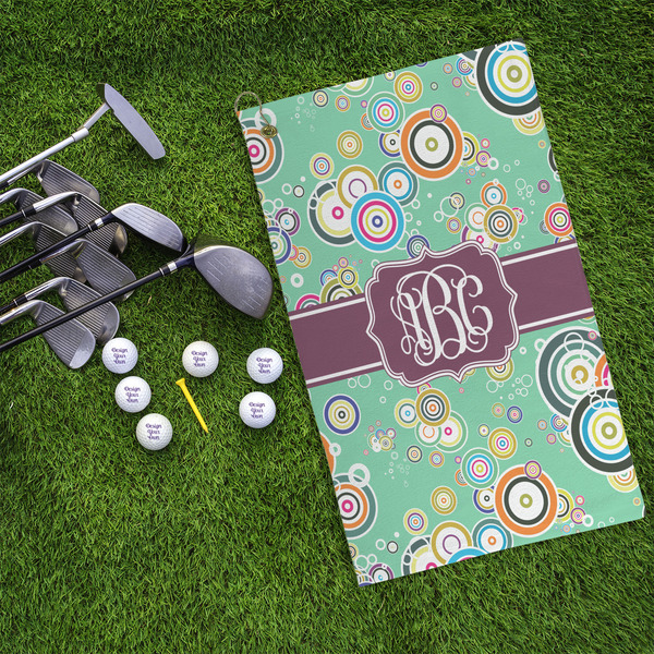 Colored Circles Microfiber Golf Towels - LIFESTYLE