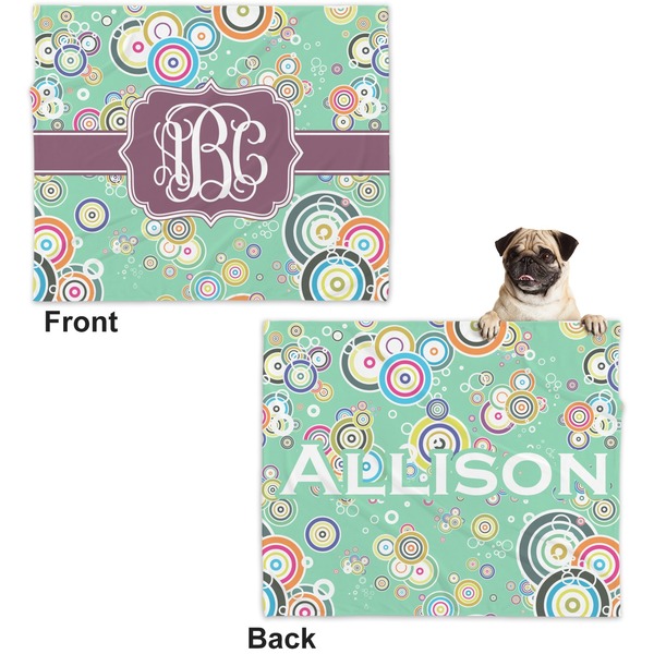 Colored Circles Microfleece Dog Blanket - Large- Front & Back