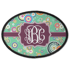 Colored Circles Iron On Oval Patch w/ Monogram