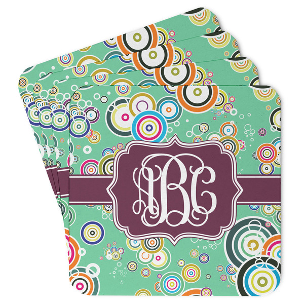 Custom Colored Circles Paper Coasters w/ Monograms