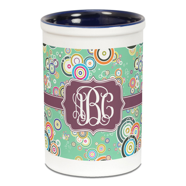 Colored Circles Pencil Holder - Blue