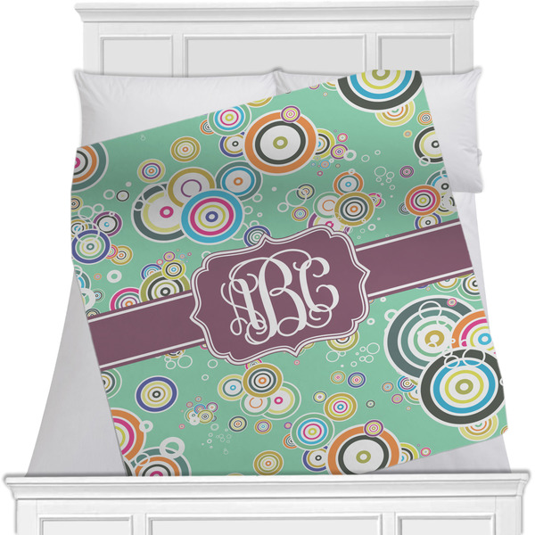 Custom Colored Circles Minky Blanket - 40"x30" - Double Sided w/ Monogram