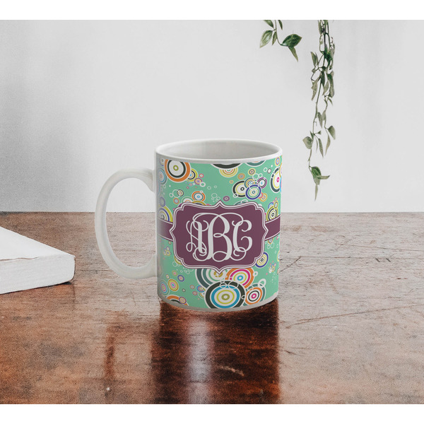 Colored Circles Personalized Coffee Mug - Lifestyle