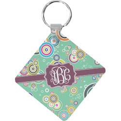 Colored Circles Diamond Plastic Keychain w/ Monogram