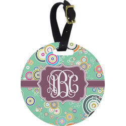 Colored Circles Plastic Luggage Tag - Round (Personalized)