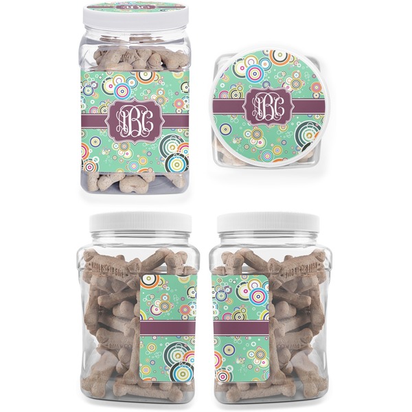 Colored Circles Pet Treat Jar - Multiple Angles