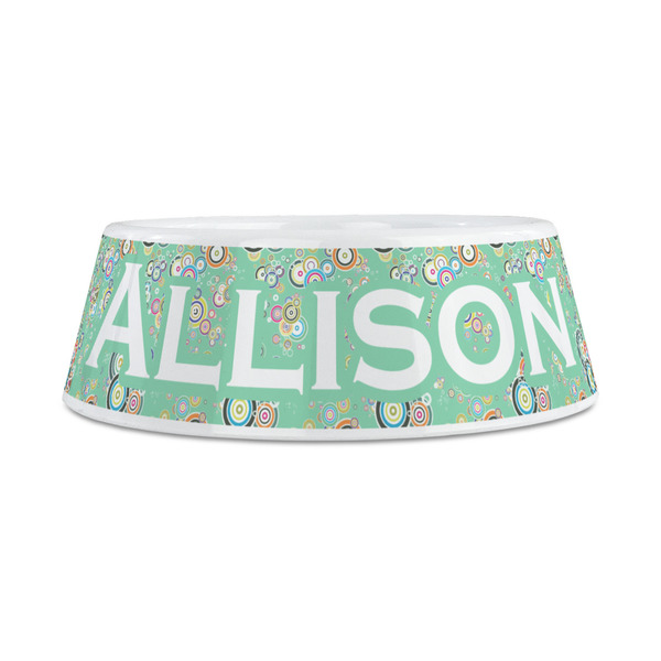 Colored Circles Plastic Dog Bowls - Medium - FRONT