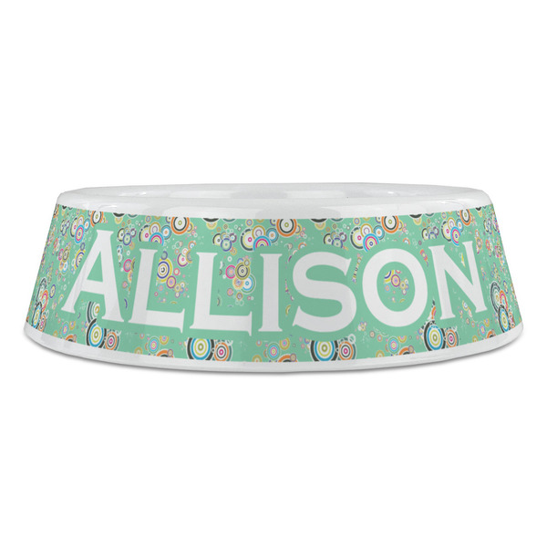 Colored Circles Plastic Pet Bowls - Large - FRONT