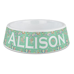 Colored Circles Plastic Dog Bowl - Large (Personalized)