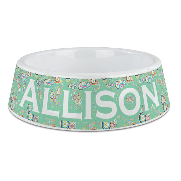 Custom Colored Circles Plastic Dog Bowl - Large (Personalized)