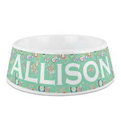 Colored Circles Plastic Dog Bowl (Personalized)