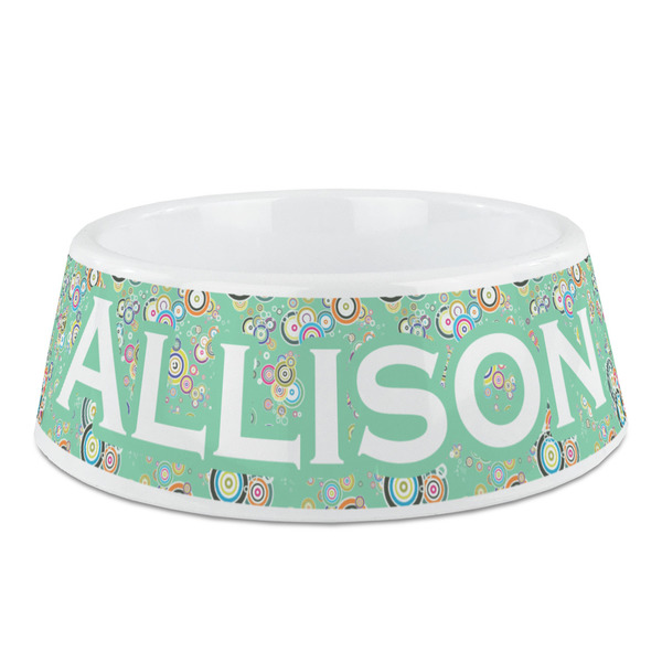 Custom Colored Circles Plastic Dog Bowl (Personalized)