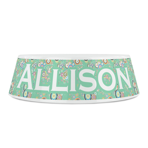 Colored Circles Plastic Pet Bowls - Small - FRONT