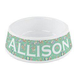 Colored Circles Plastic Dog Bowl - Small (Personalized)