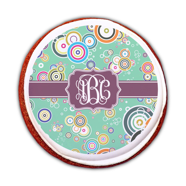 Colored Circles Printed Icing Circle - Medium - On Cookie