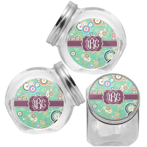 Colored Circles Puppy Treat Jar - Top Left Right