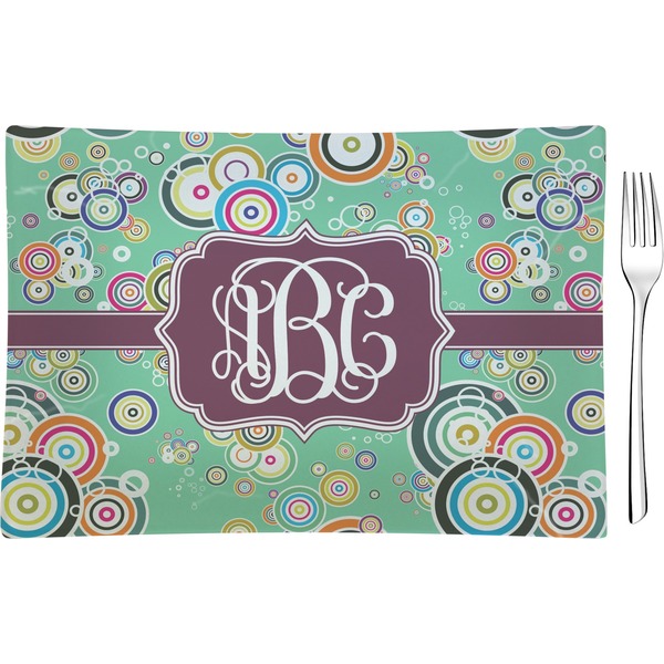 Custom Colored Circles Rectangular Glass Appetizer / Dessert Plate - Single or Set (Personalized)