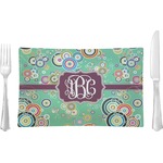 Colored Circles Glass Rectangular Lunch / Dinner Plate w/ Monogram