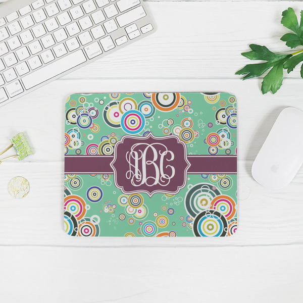 Colored Circles Rectangular Mouse Pad - LIFESTYLE 2