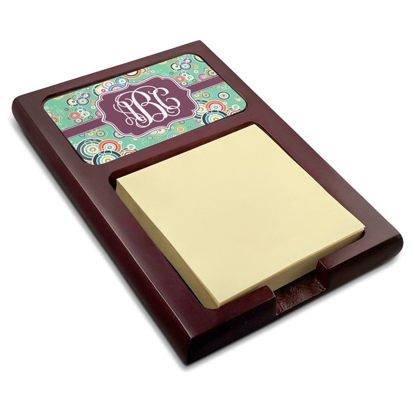 Custom Colored Circles Red Mahogany Sticky Note Holder (Personalized)