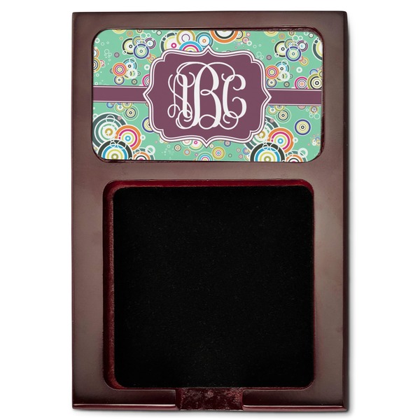 Colored Circles Red Mahogany Sticky Note Holder - Flat