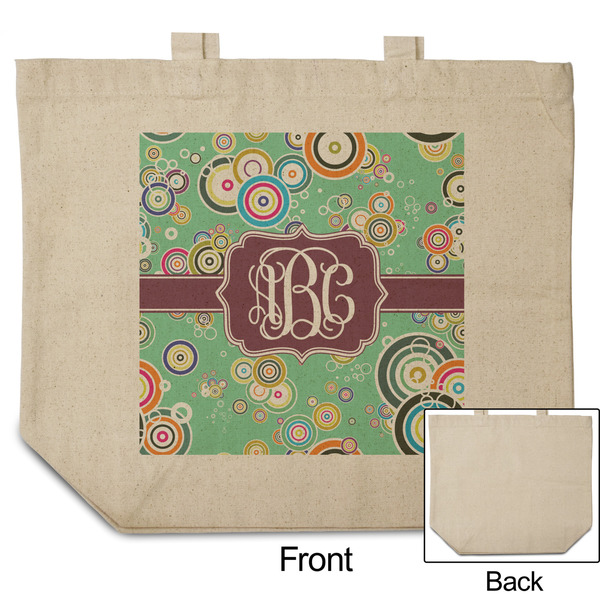 Colored Circles Reusable Cotton Grocery Bag - Front & Back View