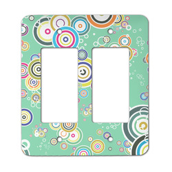 Colored Circles Rocker Style Light Switch Cover - Two Switch