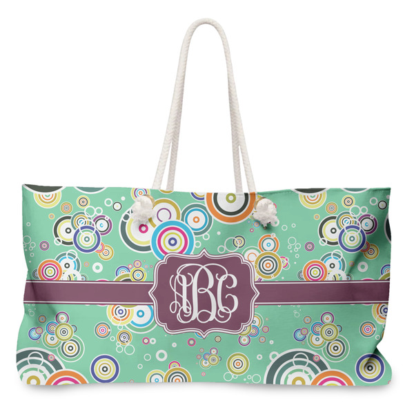 Custom Colored Circles Large Tote Bag with Rope Handles (Personalized)