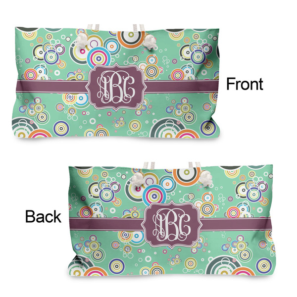 Colored Circles Large Rope Tote - From & Back View