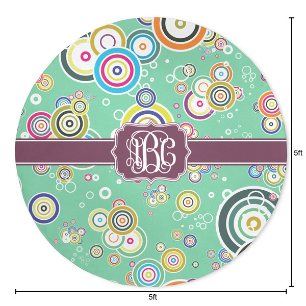 Colored Circles Round Area Rug - Size