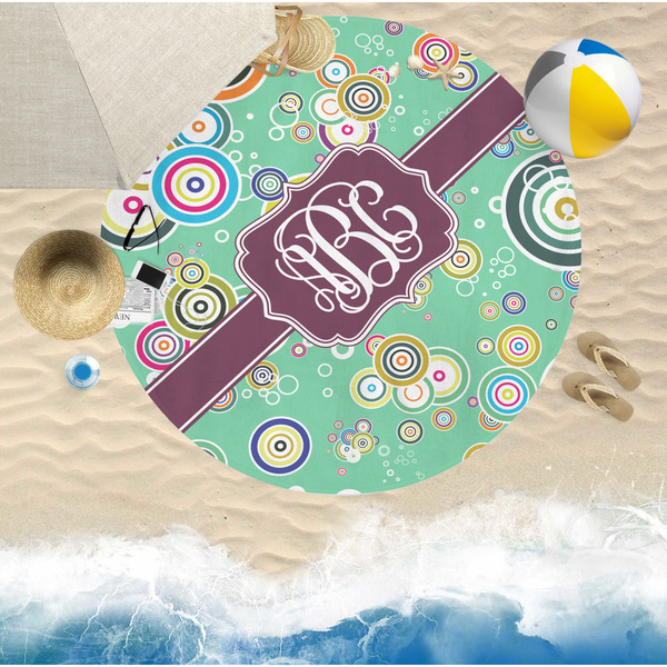 Colored Circles Round Beach Towel Lifestyle