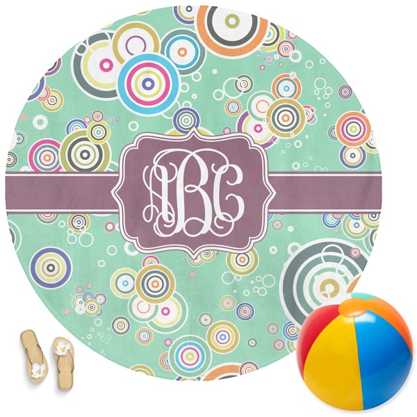 Custom Colored Circles Round Beach Towel (Personalized)