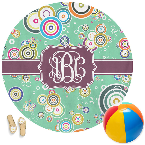 Custom Colored Circles Round Beach Towel (Personalized)
