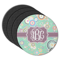 Colored Circles Round Rubber Backed Coasters - Set of 4 (Personalized)