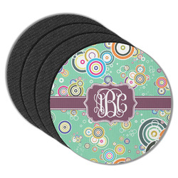 Colored Circles Round Rubber Backed Coasters - Set of 4 (Personalized)