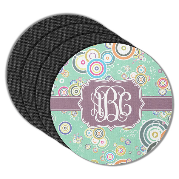 Custom Colored Circles Round Rubber Backed Coasters - Set of 4 (Personalized)