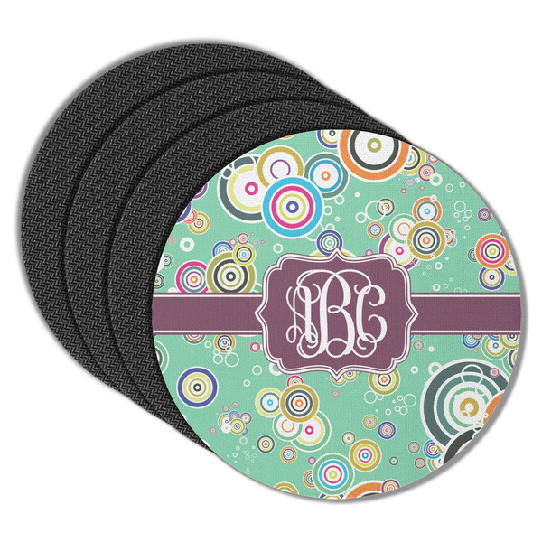 Custom Colored Circles Round Rubber Backed Coasters - Set of 4 (Personalized)