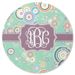 Colored Circles Round Rubber Backed Coaster (Personalized)