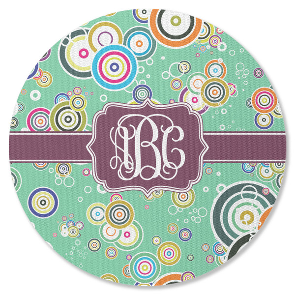 Colored Circles Round Coaster Rubber Back - Single