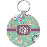 Colored Circles Round Plastic Keychain (Personalized)