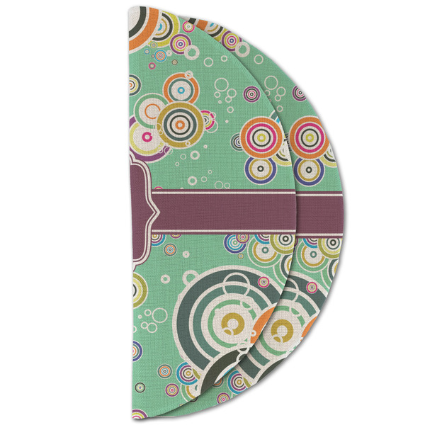 Colored Circles Round Linen Placemats - HALF FOLDED (double sided)