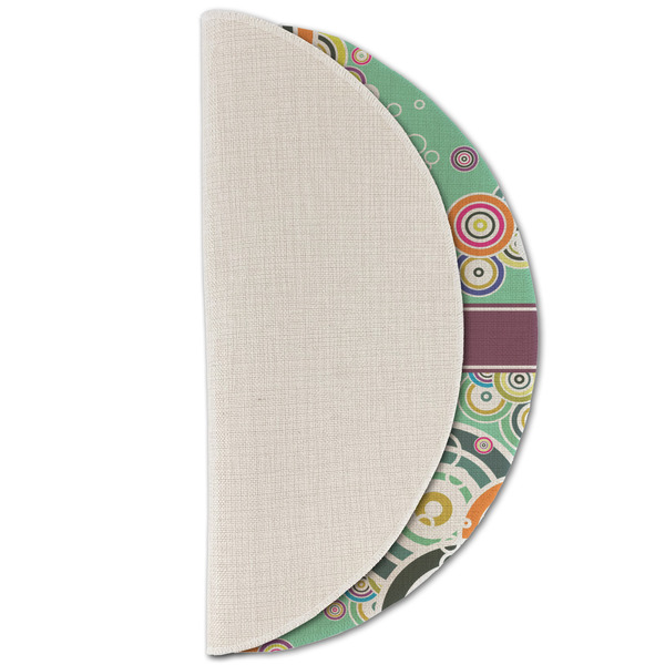 Colored Circles Round Linen Placemats - HALF FOLDED (single sided)