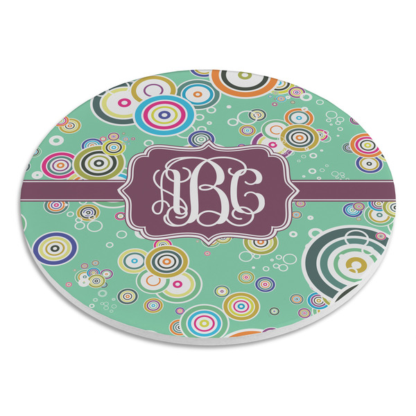 Colored Circles Round Stone Trivet - Angle View