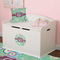 Colored Circles Round Wall Decal on Toy Chest